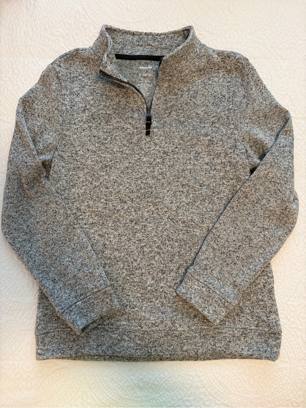 Sonoma Gray Heathered Quarter-Zip Kids Sweater Boys Size L